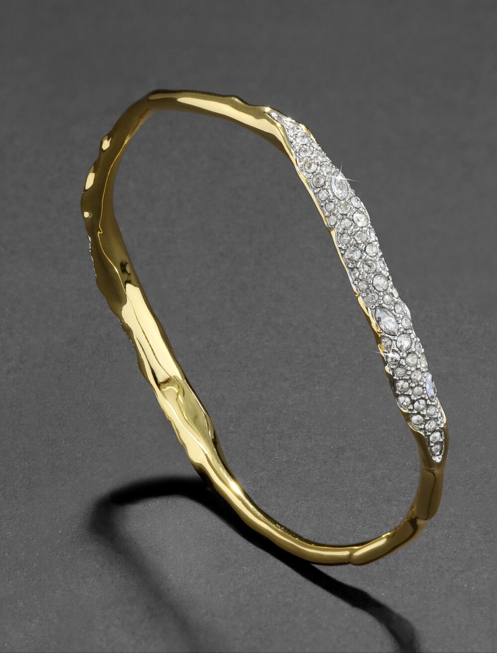 Alexis Bittar Solanales Gold Crystal Skinny Bangle Bracelet